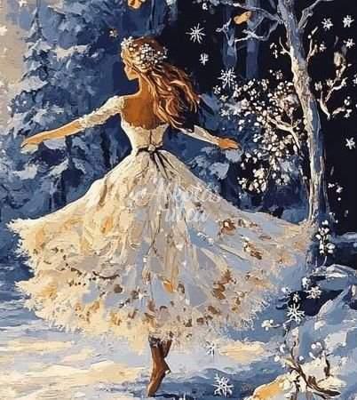 Téli tánc - festőkéses technika