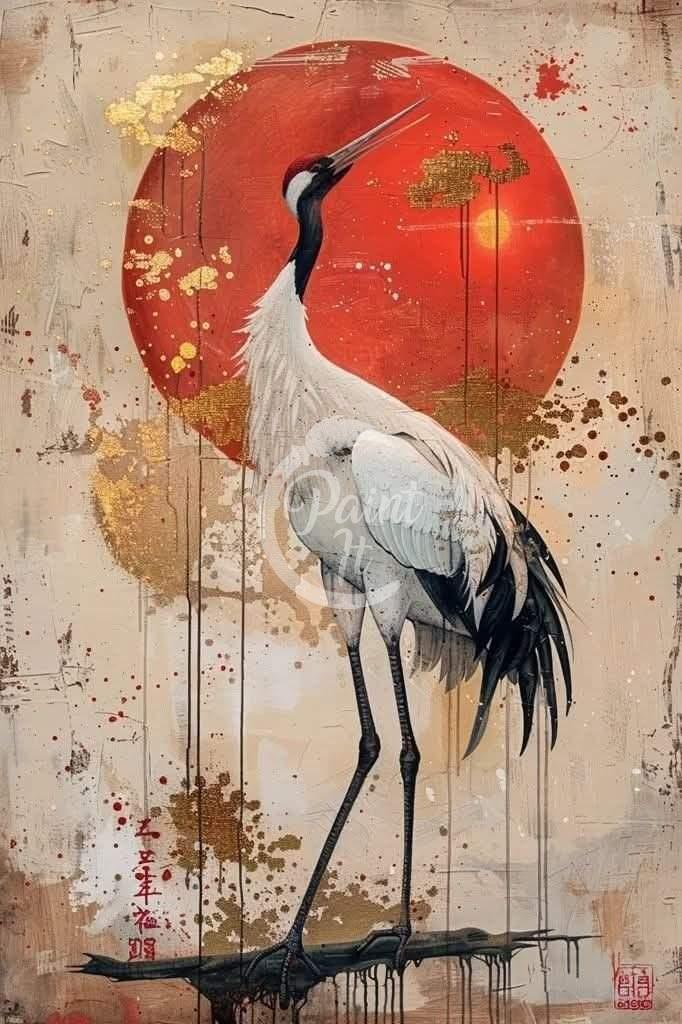 Crane with sun