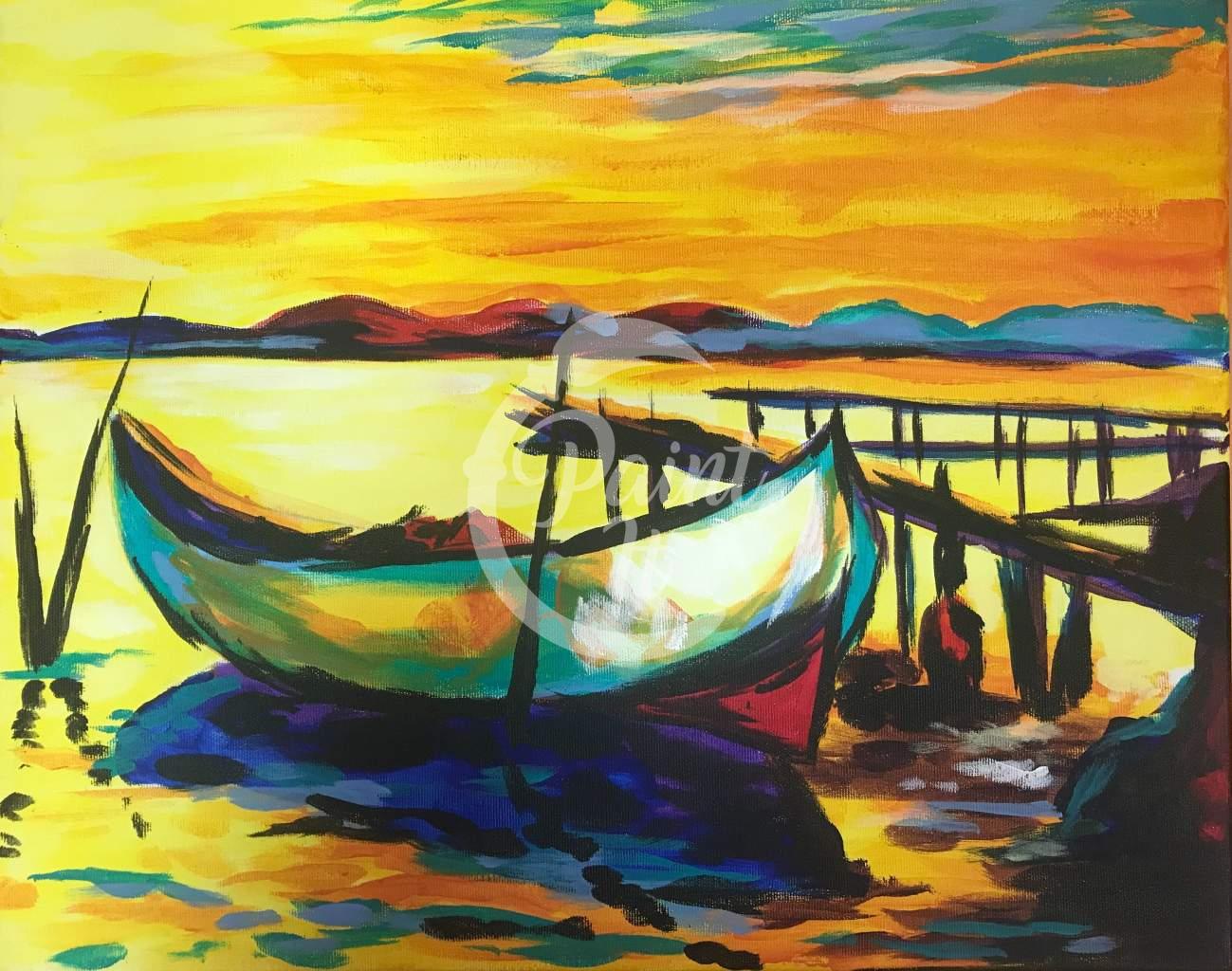 Boot in den Sonnenuntergang