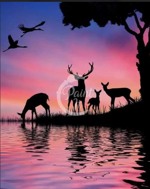 Deer in the sunset